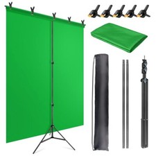 5x6.5ft Green Screen Backdrop Kit with Stand Portable Greenscreen for Stream