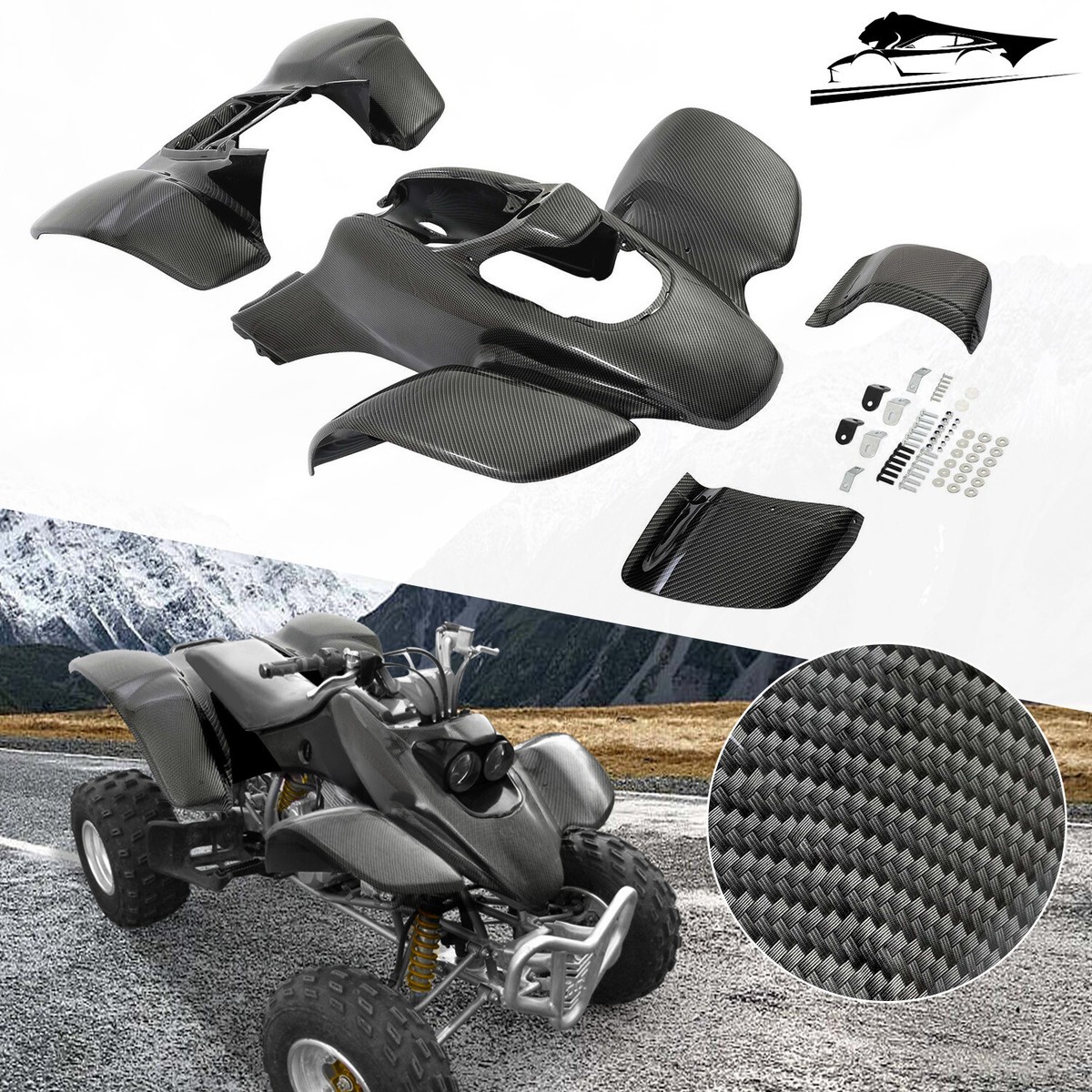 For Honda TRX 400EX 99-04 Carbon Fiber Style Front and Rear Fender