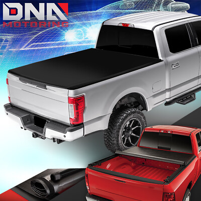 FOR 2017-2019 FORD SUPER DUTY 6.75 FT FLEETSIDE BED SOFT ROLL-UP TONNEAU COVER