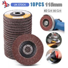 10PCS/SET FLAP GRINDING SANDING DISCS 115mm 4.5" 40 80 GRIT ANGLE WHEEL UK
