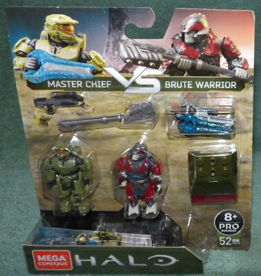 MEGA CONSTRUX HALO PRO BUILDERS 52 PIECES MASTER CHIEF VS BRUTE WARRIOR #GNW38 