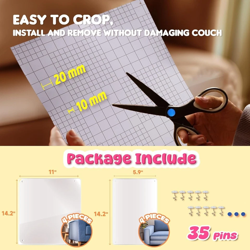 Protectores de sofá de mascotas - Pack de 8 protectores de muebles antiarañazos para gatos dos... Foto 4 de 4