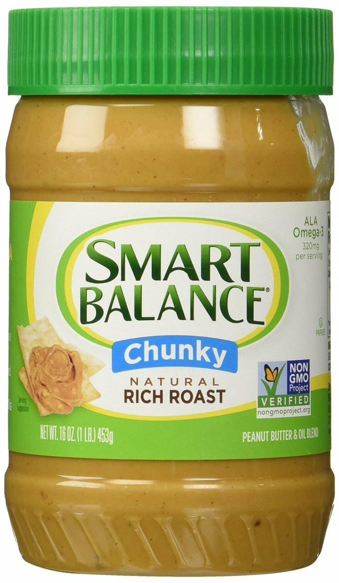 Smart Balance Rich Roast Peanut Butter, Chunky, 16 Oz (12 Pack)
