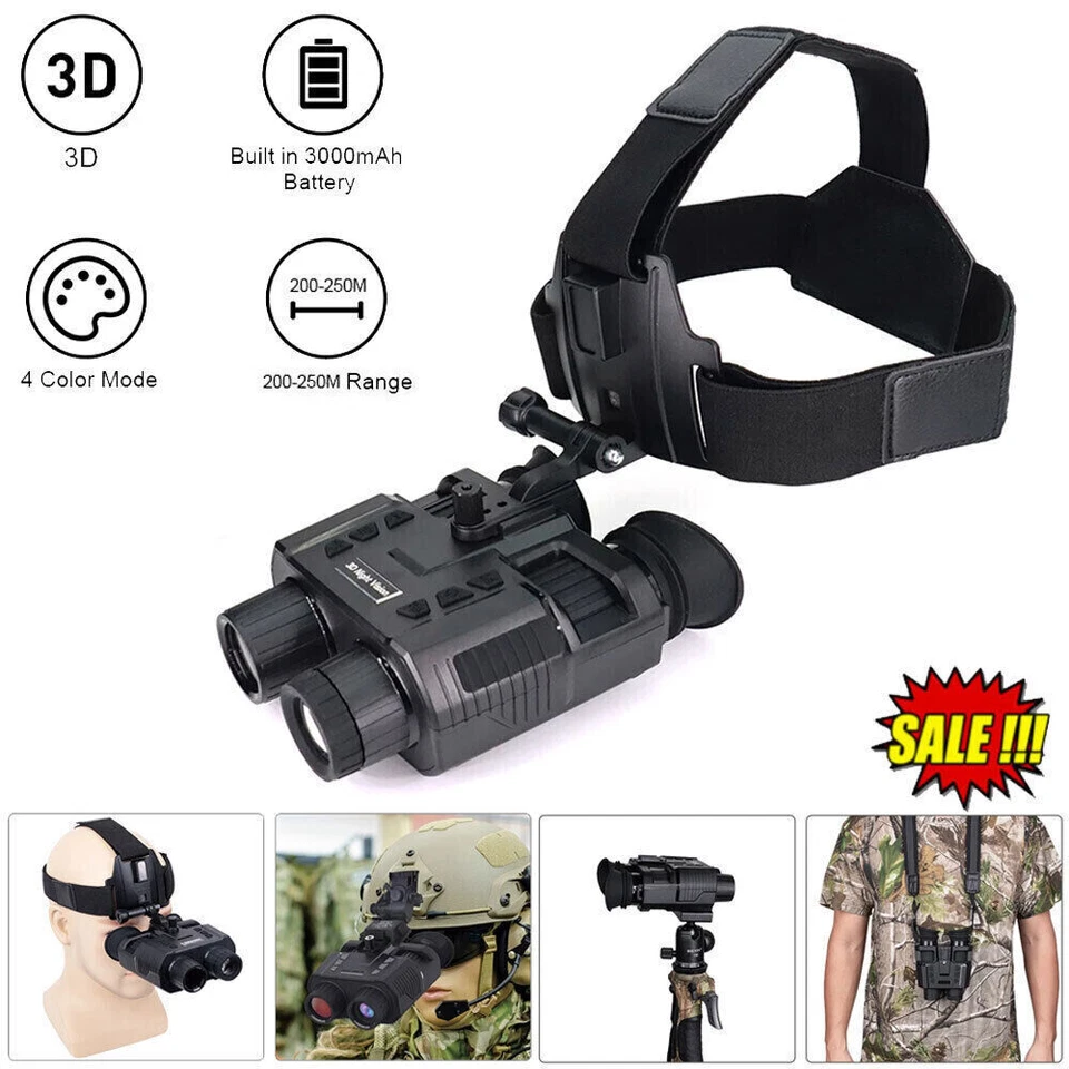 3D 1080P Night Vision Binoculars Goggles Head Mount Infrared Night Vision NV8000 - Image 2 of 4