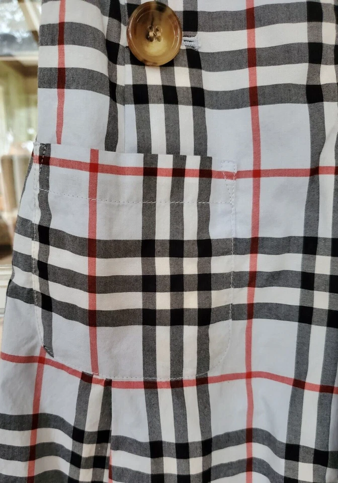 Calça Burberry feminina azul assinatura xadrez perna larga tamanho 8 (14001A) - Imagem 4 de 4