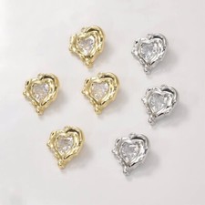 6pcs CZ pave Heart Charms,Cubic Zirconia Love Heart Pendant,Zircon Heart Charms