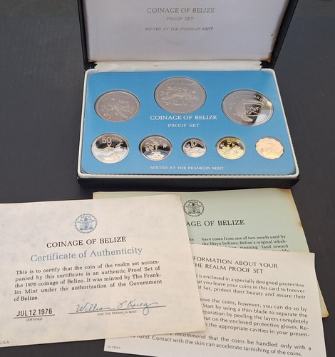 1976 Belize Proof Year Set of 8 Coins in case + certificates