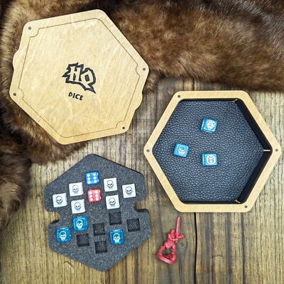 HeroQuest Würfelhalter aus Holz Box und Würfelablage. Schaumstoffeinlage, Magnetverschluss