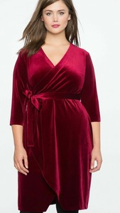 wine velvet wrap dress
