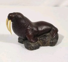 Vtg Walrus On Rock Figurine Resin Statue Figure Boma Canada Small Rare