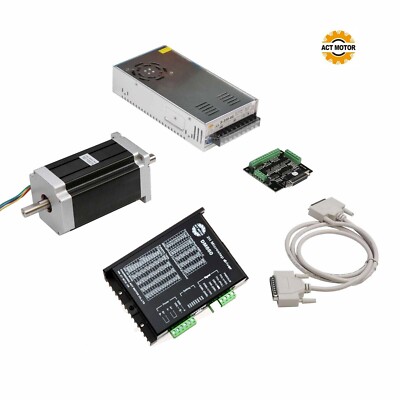 1Axis Nema 34 Stepper Motor 1600 oz.in  14mm 3.5A Dual Shaft&Driver control