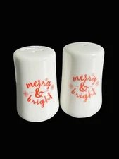 Merry & Bright Christmas Salt & Pepper Shakers Ceramic  Santa Winter Frosty