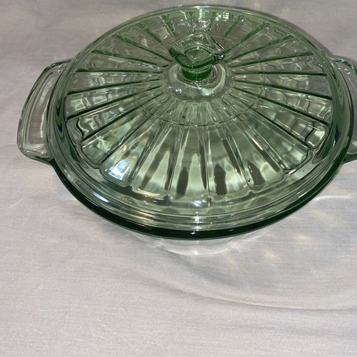 Martha Stewart Everyday MSE Lidded 2 Qt Green Glass Casserole Dish Handles Bake - Foto 10 di 14