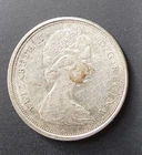 1965 Canada 50 Cents Coin, Queen Elizabeth II, .800 Silver