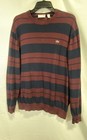 Lacoste Men's Burgundy Navy Blue Striped Cotton Crewneck Sweater Sz XXL — photo 1