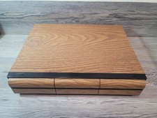 Vintage Faux Wood Cassette Tape Holder 3 Drawer Storage Case Holds 48