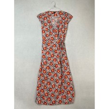 J.Crew Mercantile Red Floral Wrap Midi Dress Cap Sleeve V-Neck XS