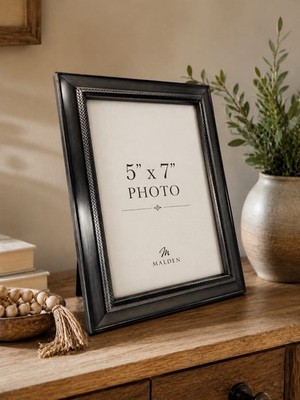 Vintage Malden 5x7 Picture Frame Dark Gunmetal Metal Textured Border
