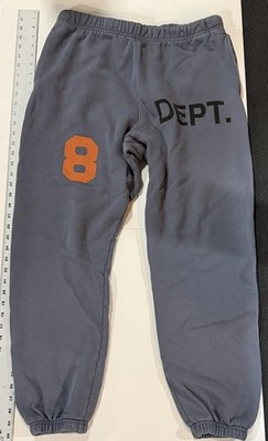 Gallery Dept. Blue Fleece Cotton Sweatpants Joggers Orange 8 DEPT Logo XL