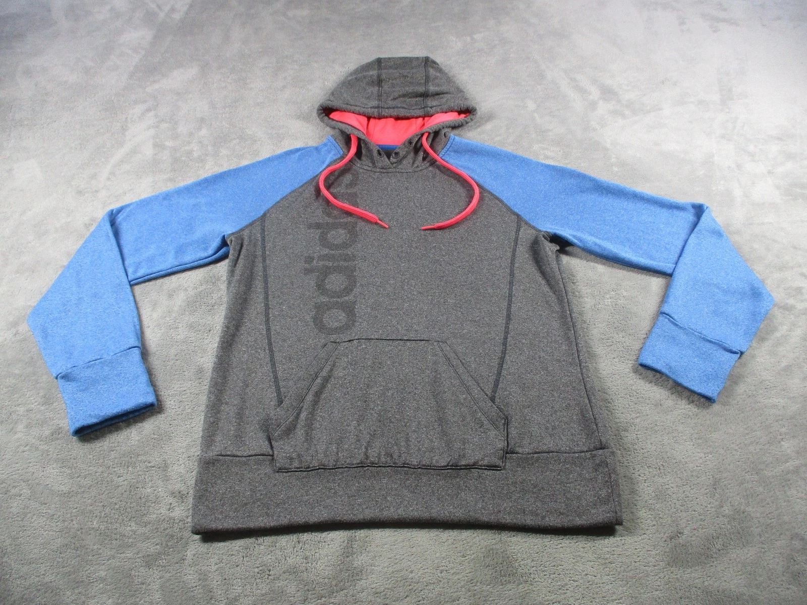Adidas Ultimate Hoodie Mens Large Gray Blue Pullover Climawarm Fleece Sweatshirt