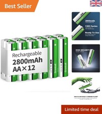 Rechargeable AA Batteries, 2800 mAh High Capacity Double A Battery, 1.2V NiMH Lo 16.82 per battery