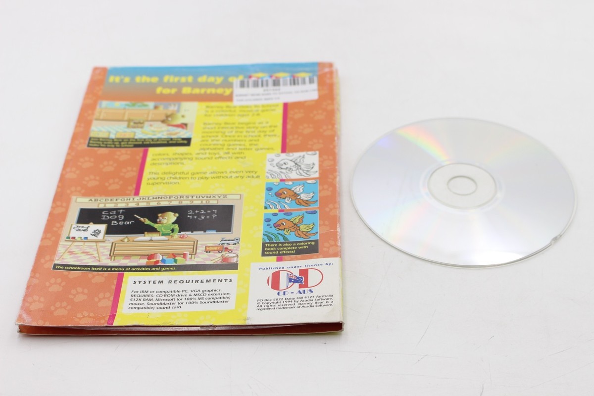 BARNEY BEAR GOES TO SCHOOL PC CD-ROM CD GAME 1994 FOR CHILDREN