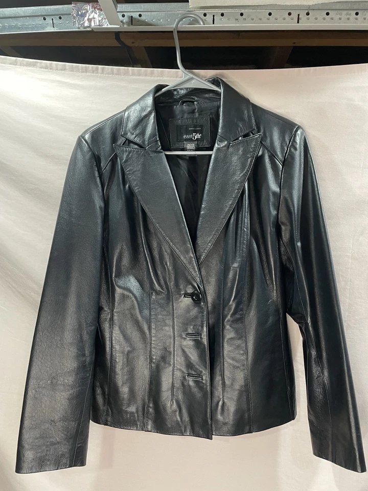 Chaqueta Blazer East 5th Cuero Para Mujer MP Preppy Quit Lujo Motociclista Aspecto Retro Foto 2 de 4