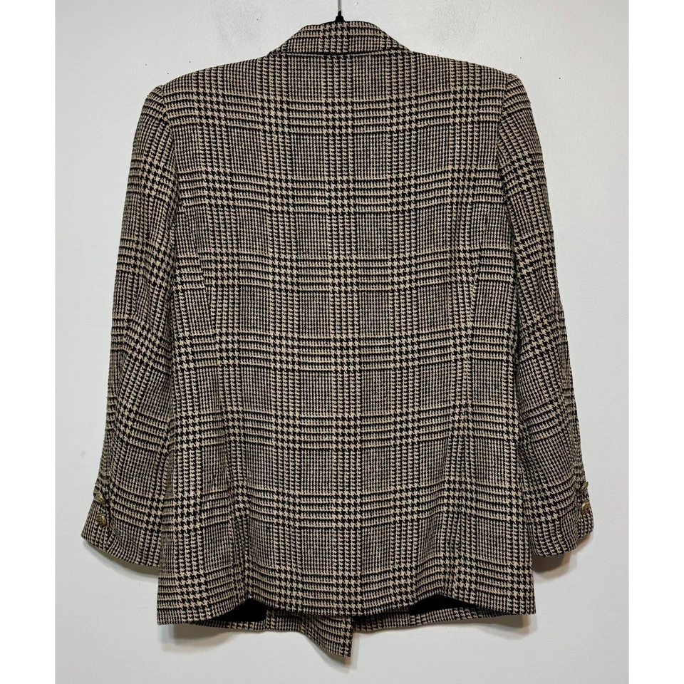 Blazer Doncaster Old Money Glen Tejido a Cuadros Seda Talla 2 Doble Pecho Preppy Foto 4 de 4