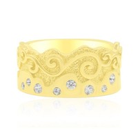 Cavill Damen Ring 925 Sterling Silber Zirkon 0,24Ct Gelbvergoldet