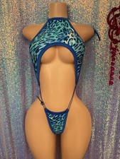 exotic dancewear outfit leopard sling sequin stripper outfit