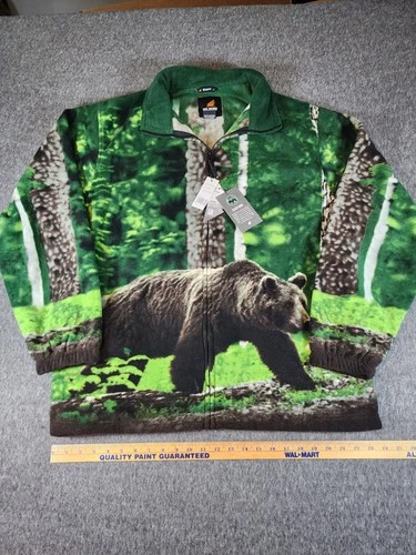 Wildkind Black Bear Full Zip Jacket AOP Soft Fleece Adult Size XL Nature NEW - product listing photo