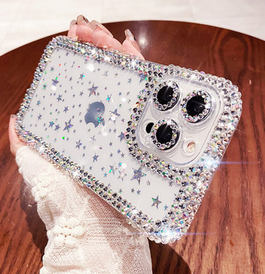 Bling Star Women Girl Rhinestone Sparkle Glitter Rubber Back Phone Case Cover
