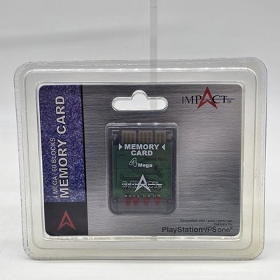 4 Mega Memory Card For PlayStation Digital Display Third Party Impact NIP Gray
