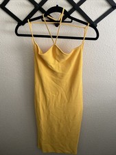The Sei Strappy Textured Halter Knit dress Yolk Yellow S