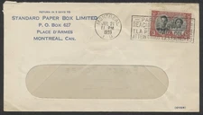1939 Standard Paper Box Advertising Cover Montreal Parcel Post Slogan