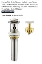 Pop up Sink Drain Stopper for Bathroom Vessel Vanity Sink Art Basin Brushed...