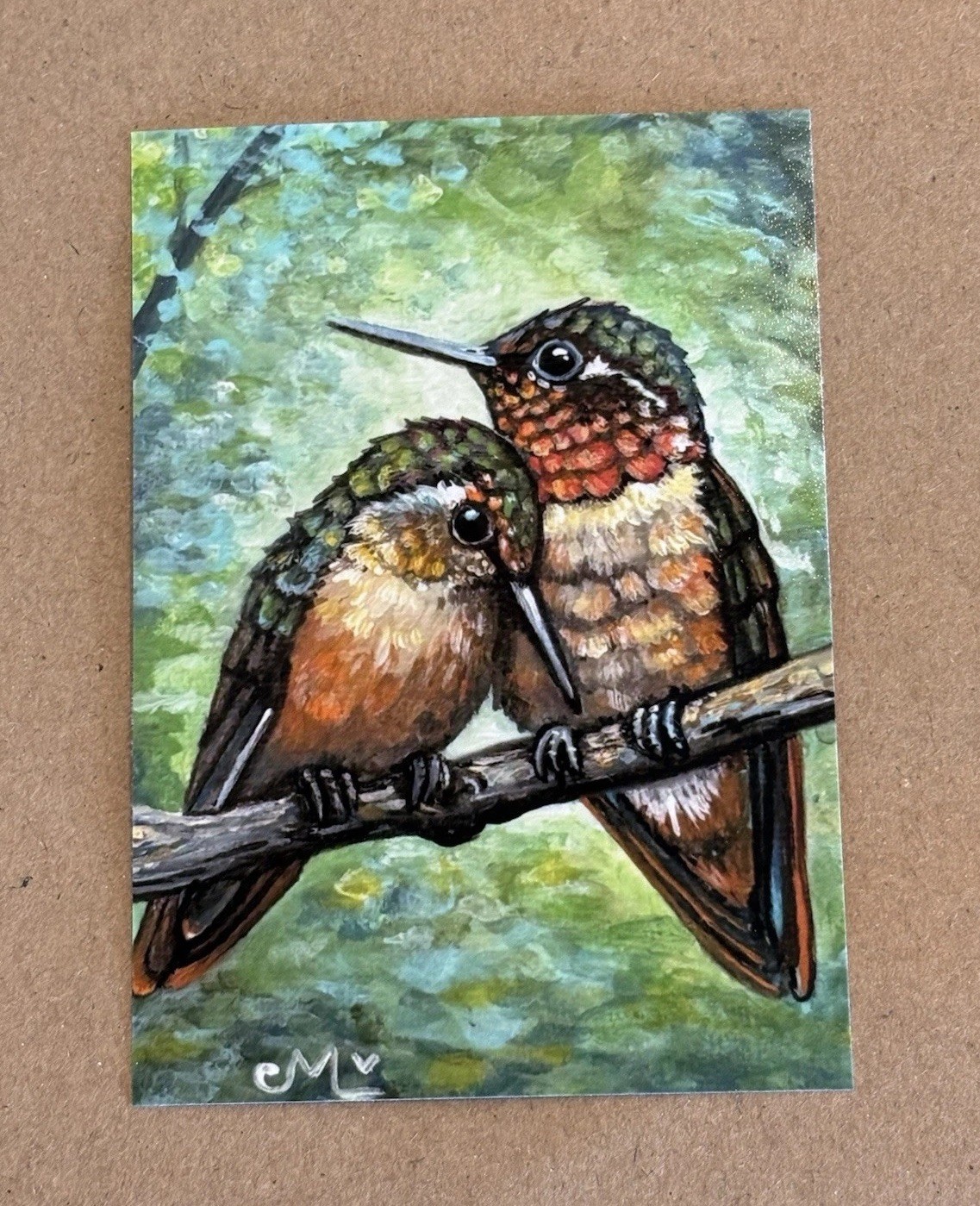 Limited Edition Hummingbird ATC ACEO Art Magnet | Hand Painted Mini Bird Art