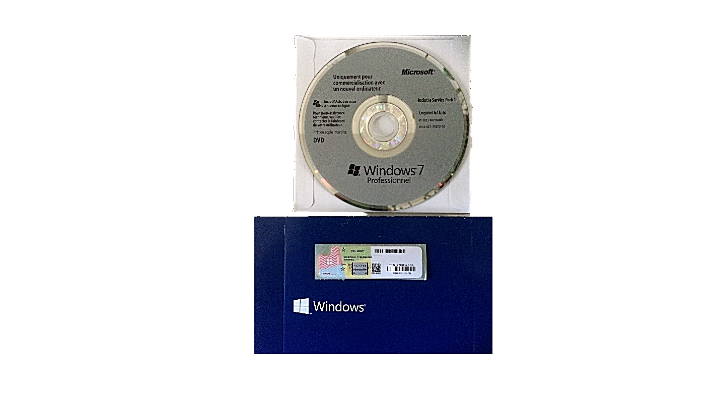 Microsoft Windows 7 Pro Sp1 format DVD 64 bits langue française licence ...