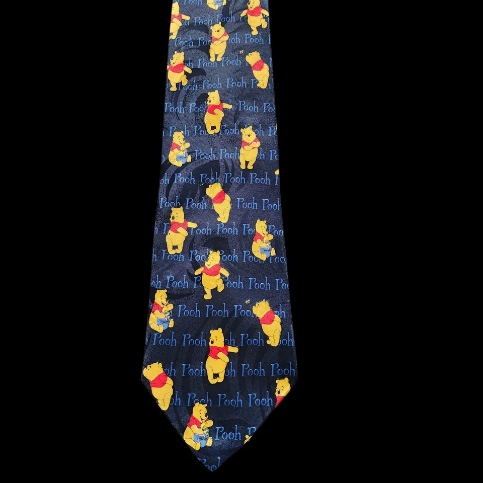 Винтажный мужской галстук Disney Winnie The Pooh Honey & Bees темно-синий новинка - Изображение 4 из 4