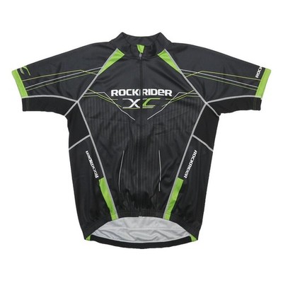 BWIN Herren Radtrikot schwarz & grün Rockrider XC L Kurzarm hochgeschlossen