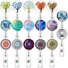 16 Pack Badge Reels for Nurses ID Badge Holder with Clip Retractable Badge Ho...