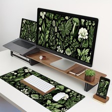 40 90cm XXL Oversized Gaming Mouse Pad - Large Desk Size Retro Green Floral Desi