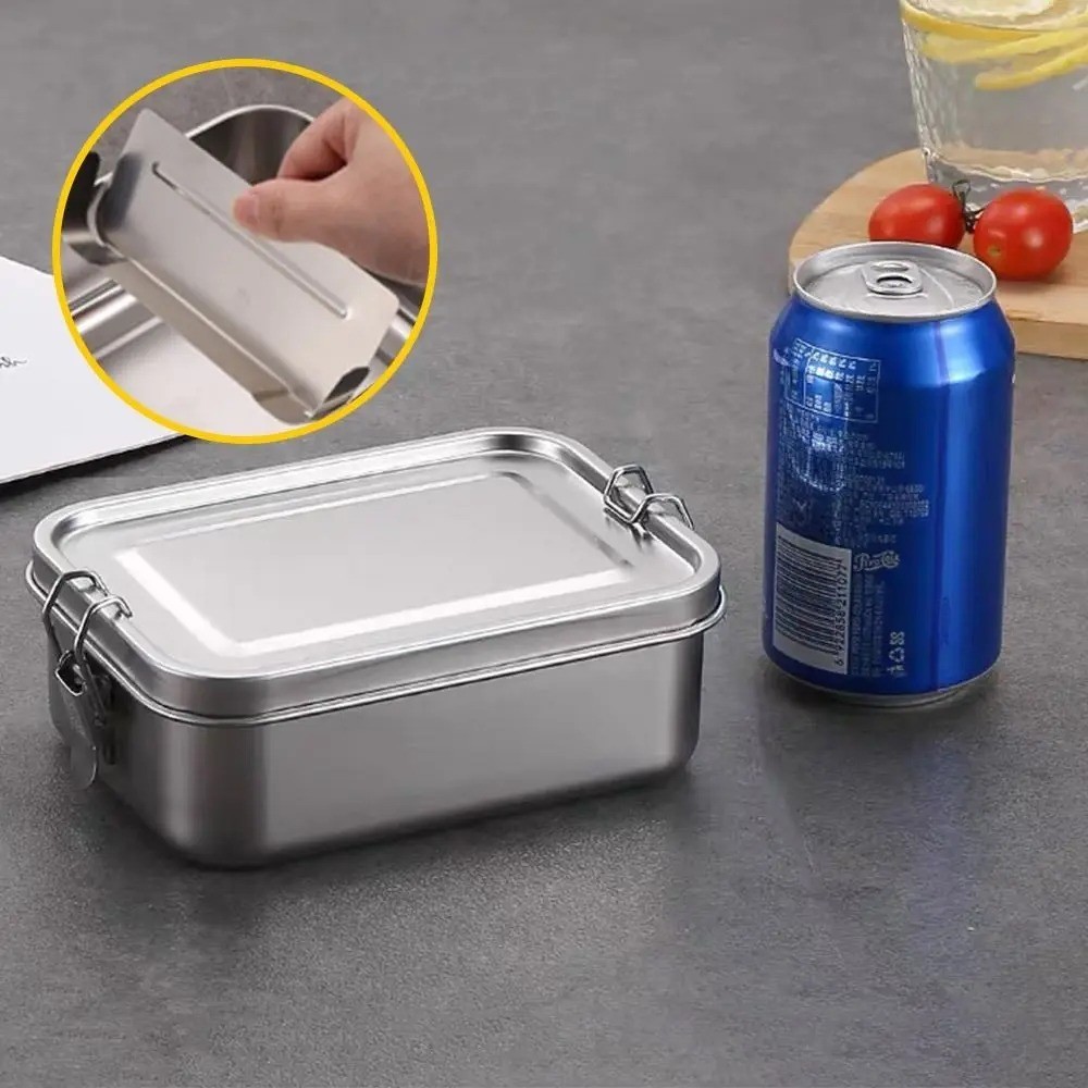 Durable Stainless Steel Bento Box Large Capacity Square Lunch Box Leakproof Food