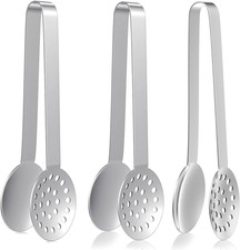 Stainless Steel Tea Bag Squeezer Tongs, 3Piece Set Kitchen and Bar Strainer Spoo