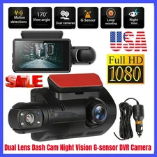 1080P HD Car DVR Camera Dual Lens Dash Cam Video Recorder G-Sensor Night Vision
