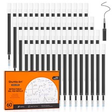 Retractable Gel Pen Refills, 60 Pack Black Rollerball Gel Ink Pens Refills, B...