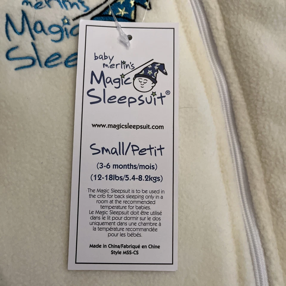 Nuevo con etiquetas Traje para dormir Baby Merlin's Magic color crema 3-6 meses 12-18 libras Foto 3 de 4
