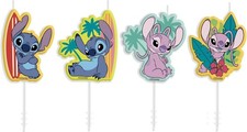 dekora - Disney Stitch Birthday Candle Set – 4 Colourful Cake Candles for... 
