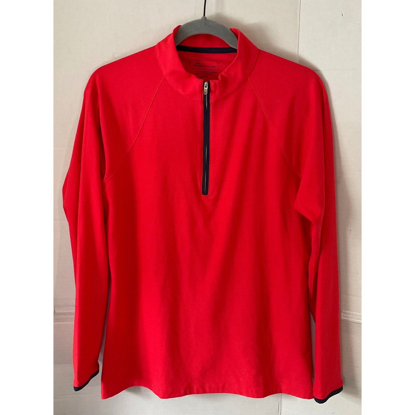 Peter Millar Red Quarter Zip Long Sleeve Golf Pullover Women's Large performance
