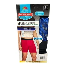 Fruit of the Loom Men's Micro-Mesh Boxer Briefs, Blue/Black, 4 Pack, Size Small